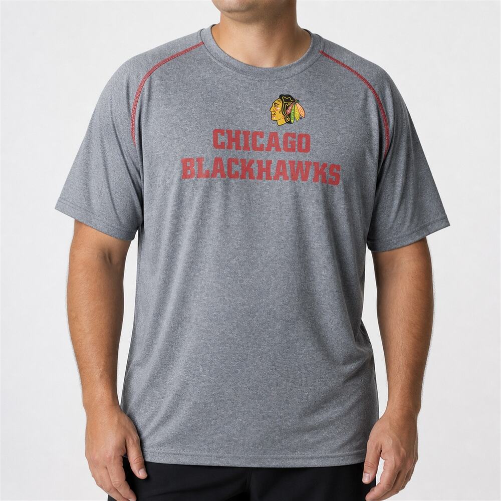 Chicago Blackhawks T-Shirt Mens 2XL Gray NHL Short Sleeve Crew Neck